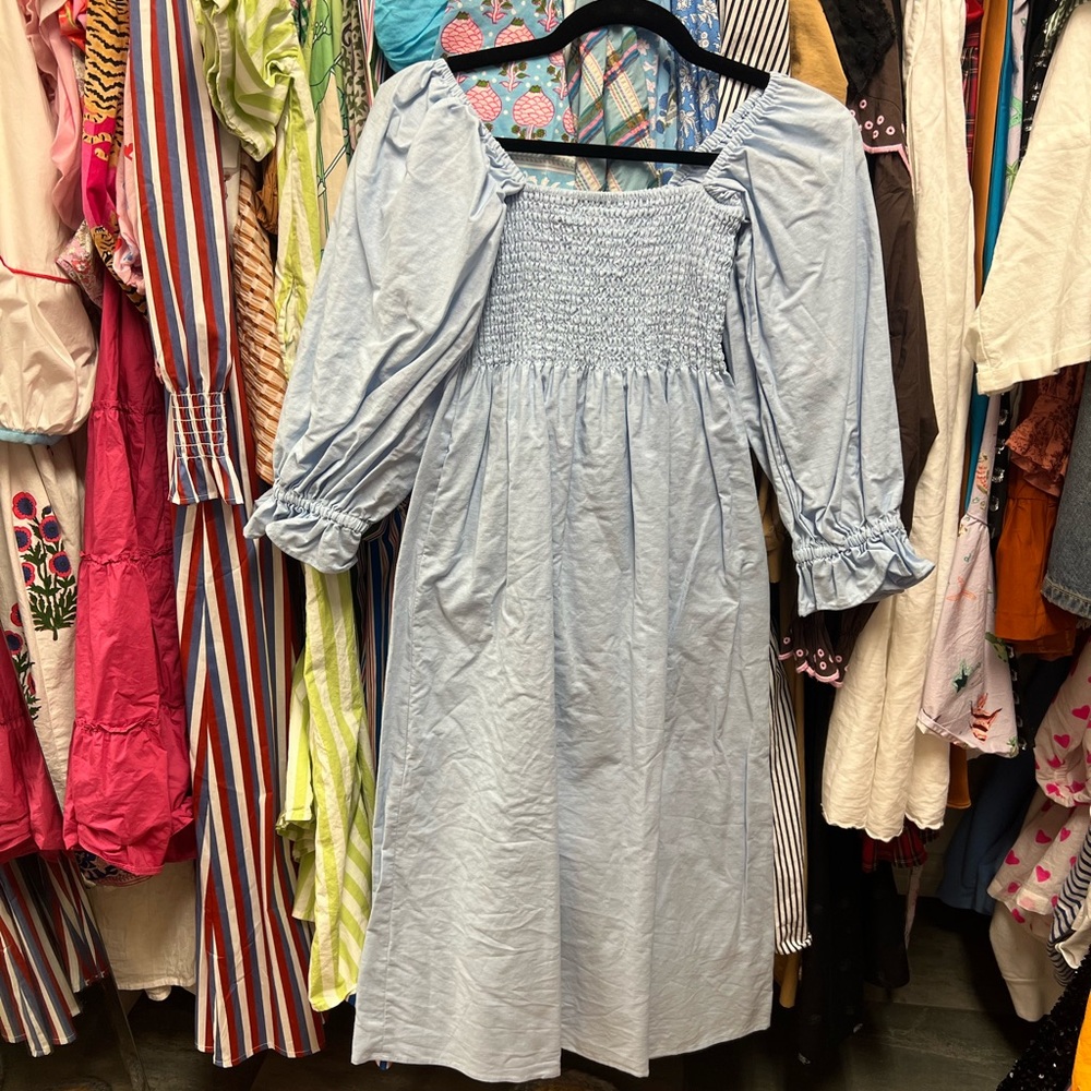 OPT Athens Light Blue Smocked Midi Dress